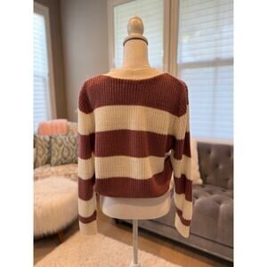 🧥SO soft bulky striped button down sweater cardigan Size Med 1-2 DAY QUICK SHIP